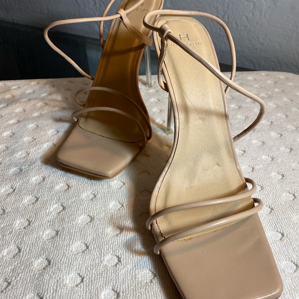 HALSTONS Nude Women's Wizard Multi Strap Party Heels Sandal - Picture 3 of 15